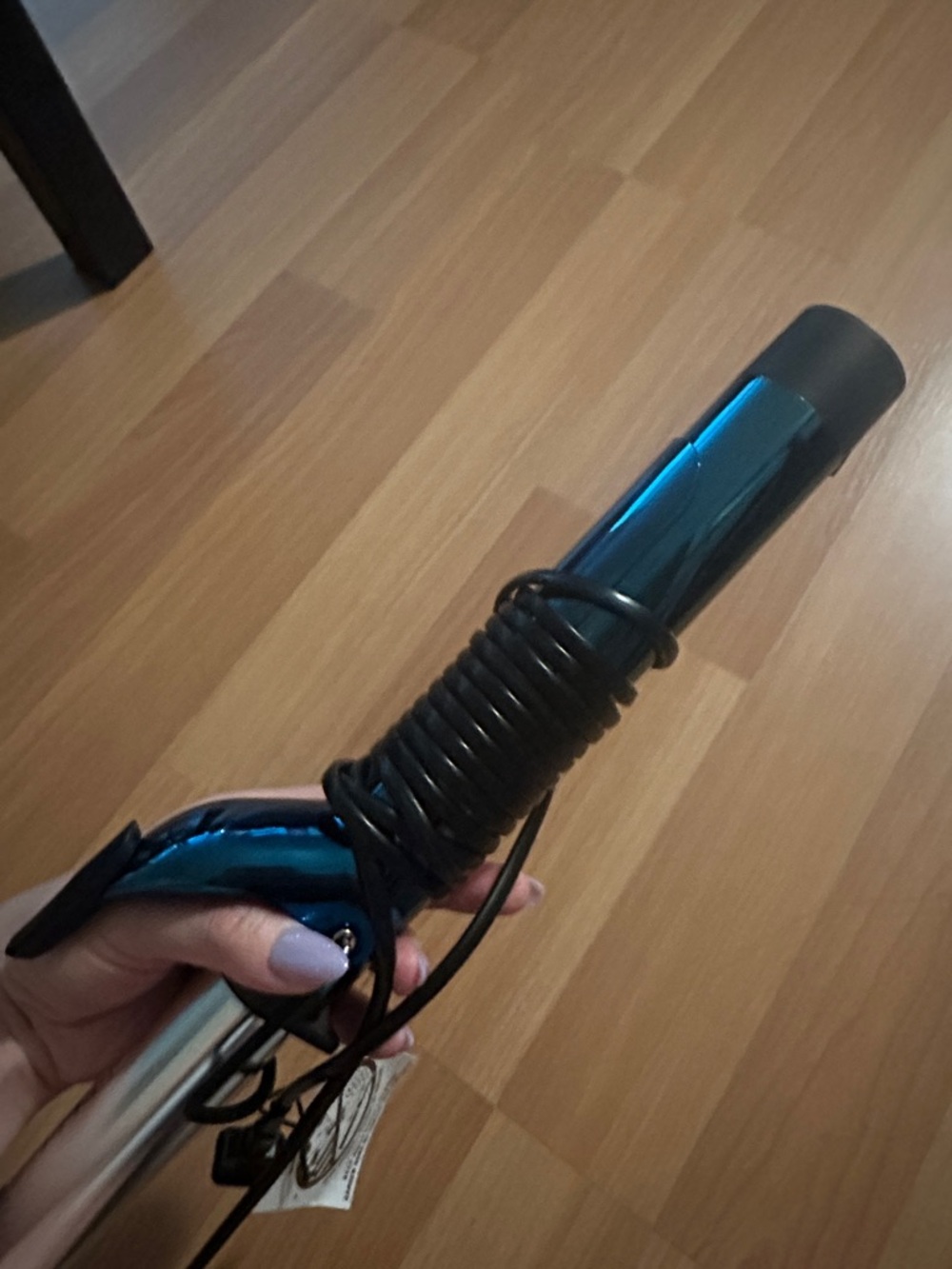 Professional Curling Iron with Clamp - Silver & Black